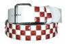 Wholesale White Belt W/ Red & White Studs/3 Row Pyramid Studded Black Belt Strap