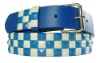 Wholesale Blue Snap Belt W/ White & Blue Studs/3 Row Pyramid Studded Black Belt Strap