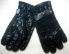 Wholesale fashion ladies leather gloves with knitting FG0112