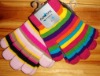 Wholesale acrylic multicolor stripe knitted hand gloves