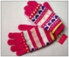 Wholesale wool/acrylic knitted jacquard striped ladies winter fashion glove