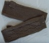 Wholesale grey-colored jacquard knitted long gloves