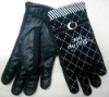 Wholesale waterproof fashion ladies leather gloves with printing FG0110
