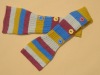 colorful long grils stripe jacquard gloves with button