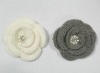 Wholesale Knited hair clip brooch with rhinestone and pearl center
