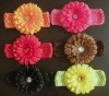 Wholesale 4'' Tanzy daisy flower 1.5'' crochet hair bands with YL01015