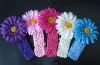 Wholesale 1.5'' crochet Hair band with 4'' Daisy flower YL01008