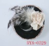 Wholesale black mini top hat,feather fashion hair accessory,black