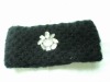 Wholesale Woolen Crochet Knitting headband for with rhinestone in black