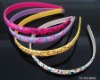 Wholesale 2011 HOT SELLING GIRLS' PLASTIC HAIRBANDS W/FLOWERS PRINTING WIDE IN 1CM