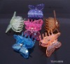 FASHION WOMEN'S PLASTIC TRANSPARENT HAIRGRIPS W/GLITTERS IN SIZE OF 5 CM IN MULTICOLOR
