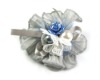 Wholesale New Ponytail Holder Silk Elastic Acryl Bead Flower Grey