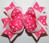 Wholesale white dot in pink-boutique bow