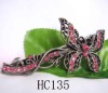 Wholesale pink crystal butterfly hair clip