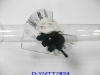 Wholesale Satin Covered Black Flower Alice Band