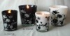 black & white glass candle holder