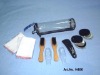 Wholesale 7 pcs black zipper bag shoe shine set with pvc pouch