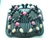 Wholesale wooden hair clip with color rose beads