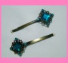 Wholesale blue crystal decoration bobby pins,hair clips
