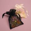 Wholesale embroidery organza pouch for gifts,drawstring pouch