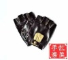 Wholesale HM005 Men's fingerless pu glove coffee color