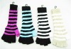 Wholesale Long Wrist Stripe Fingerless Gloves /Ruffle cuff glove