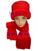 Wholesale Fashion polar fleece 3pcs set hat scarf glove