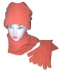 Wholesale 3pcs polar fleece set hat scarf glove
