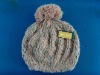 Wholesale pink jacquard knitted hat with pompom