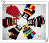 Wholesale Acrylic yarn multicolor stripe mitten