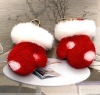 Merry ChristmasSweet girl lovely design fluffy gloves/mittens earrings (pink&white&red)