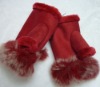 Wholesale leather rabbit fur gloves