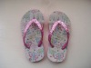 Wholesale Girl's PE Flip flop with glitter upper competitive price slipper