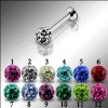Wholesale SS lip piercing with crystal stone ball body labret piercing lip jewelry