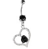 Wholesale Black Gem Heart Metallic Rose button ring body piercing navel belly jewelry