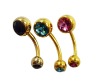 Wholesale Dangling Double CZ Gem Belly Ring