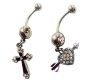 Wholesale Dangling Double CZ Gem Belly Ring