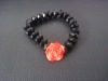 Crystal glass bracelet with flower charm