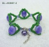 Wholesale summer green/purple heart-shaped beads & ceramic bracelet
