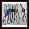 Wholesale fashion popular long fabric rosary beaded long necklace