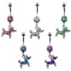 Wholesale Poodle Doggie CZ Dangle Belly Ring