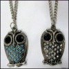 pearlescent owl pendant necklace, sweater necklace