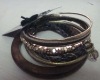 Wholesale Wood And Chain Bangles with light coffe colour