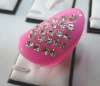 Wholesale fashion pink plastic ring with crystal stones