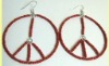 Wholesale Fashion Beaded Peace Sign Earring 2 inch