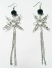 fashion dragonfly black glass beads silver dangle earrings