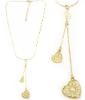Wholesale delicate golden beaded heart design necklace