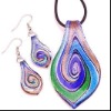Murano Glass Pendant and Earrings Jewelry Set