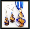 Wholesale Blue Waterdrop Murano Glass Jewelry Set.
