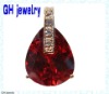 Wholesale Synthetic red corundum pear shaped cz necklace